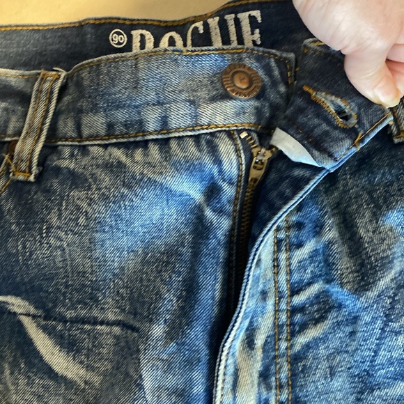 Rogue Vintage distressed street ripped blue red jeans, size 38 x 33 - Picture 9 of 11